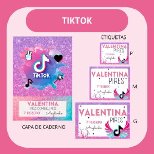 Arquivo de Corte Etiqueta Escolar Tik Tok