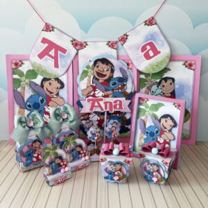 Arquivo de Corte Festa Lilo e Stitch Rosa - Arquivo Digital