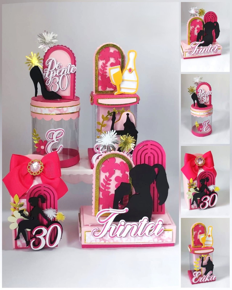 Arquivo de Corte Festa Trintei Luxo - Studio e pdf 1 Artes digitais de papelaria personalizada para festa de 30 anos feminina.