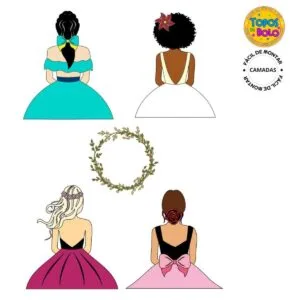Arquivo de Corte Topo de Bolo Mulheres de Costas 6 Arquivo de Corte Topo de Bolo Mulheres de Costas