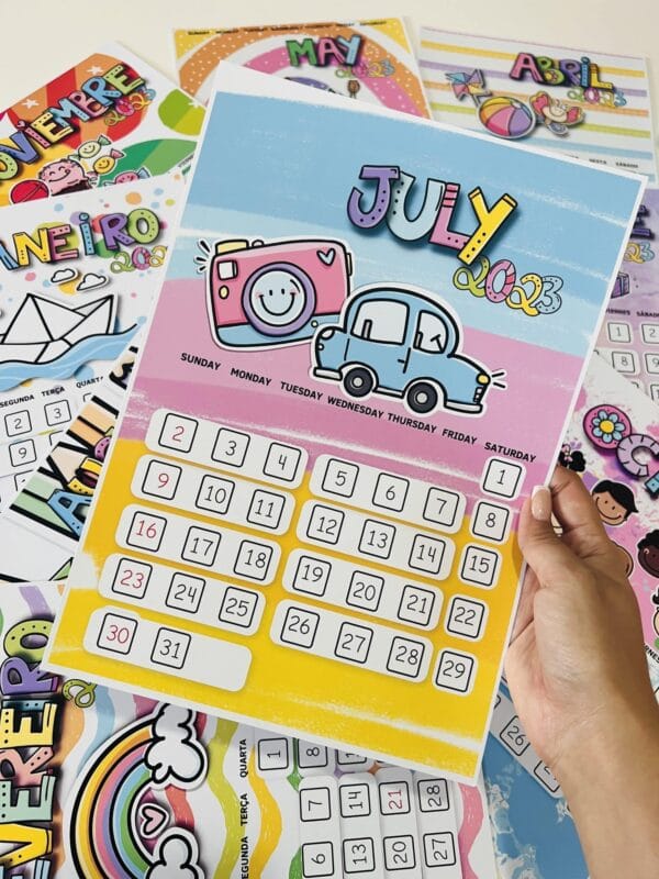 Arquivo Digital Calendário Fofo Infantil 2023 em Pdf