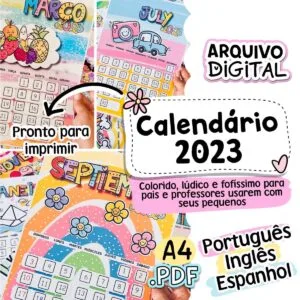 Arquivo Digital Calendário Fofo Infantil 2023 em Pdf