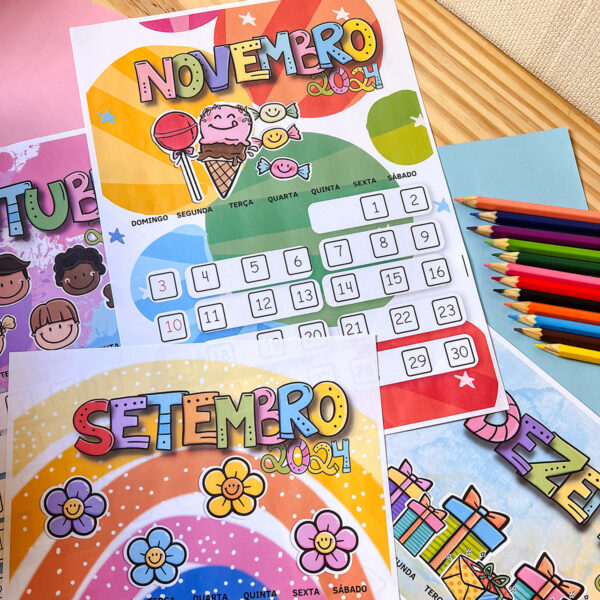 Arquivo Digital Calendário Pedagógico 2024 Infantil Fofo