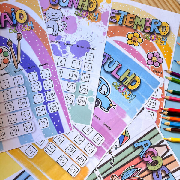 Arquivo Digital Calendário Pedagógico 2024 Infantil Fofo