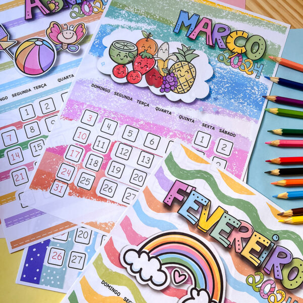 Arquivo Digital Calendário Pedagógico 2024 Infantil Fofo