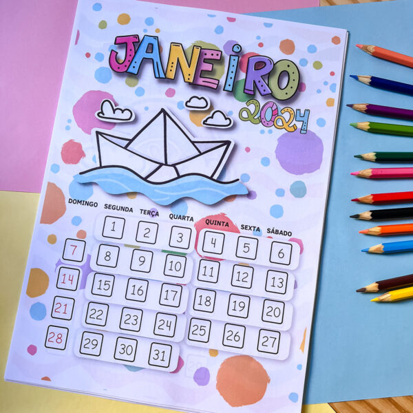 Arquivo Digital Calendário Pedagógico 2024 Infantil Fofo