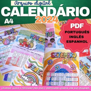 Arquivo Digital Calendário Pedagógico 2024 Infantil Fofo