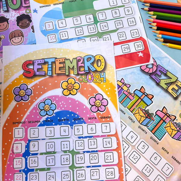 Arquivo Digital Calendário Pedagógico 2024 Infantil Fofo