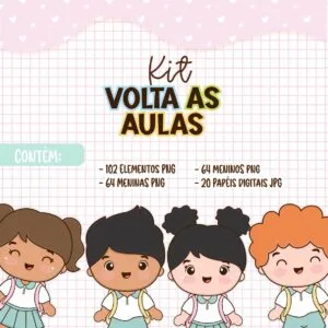 Arquivo Digital Volta Às Aulas Bonequinhos Fofos + Elementos 26 Arquivo Digital Volta Às Aulas Bonequinhos Fofos + Elementos