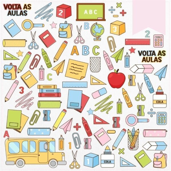 Arquivo Digital Volta Às Aulas Bonequinhos Fofos + Elementos