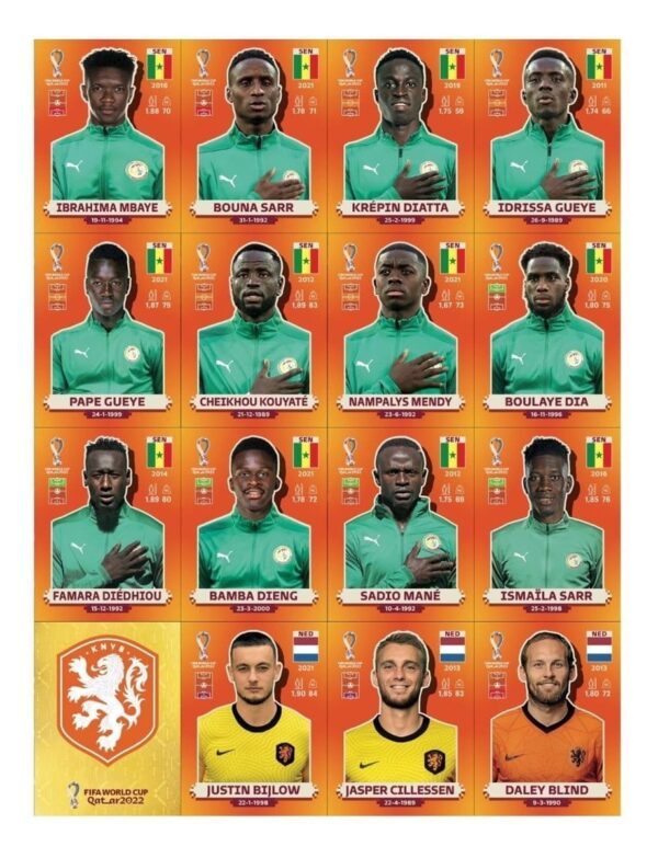 Arquivo Pdf Todas Figurinhas Copa Mundo 2022 Fundo Laranja
