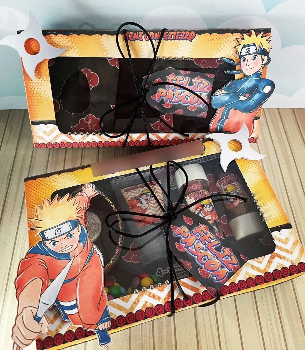 Arquivos De Corte Páscoa Naruto Mini Confeiteiro 3 Arte digital de caixas de Páscoa com personagem de anime