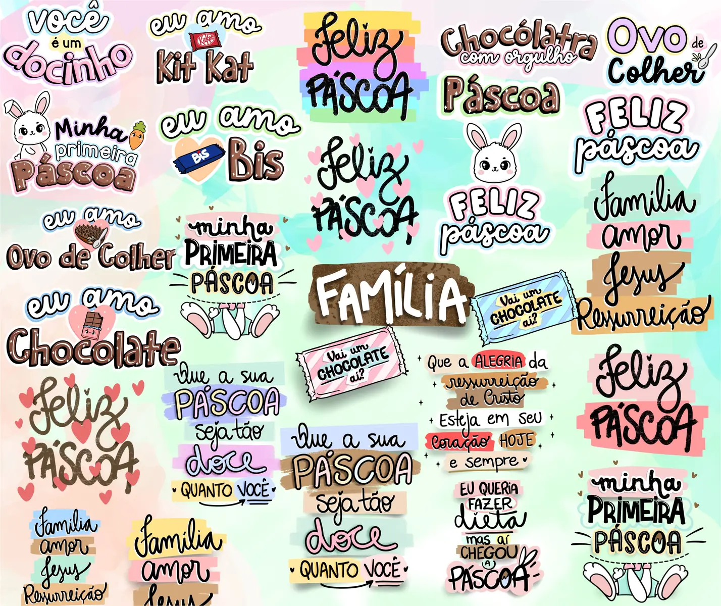 Arquivos Lettering Frases Pascoa Coelhinho Chocolate Png 4 Arquivos Lettering Frases Pascoa Coelhinho Chocolate Png 2