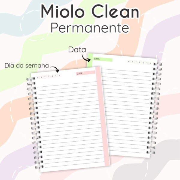 Arquivos Miolo Clean Permanente Agenda Editável Pdf + Png