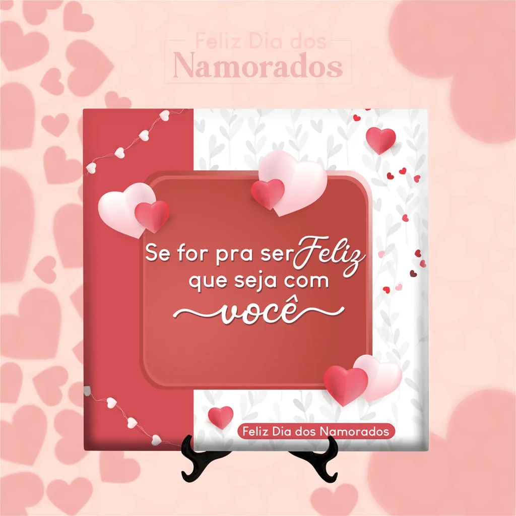 Arquivos Sublimação Azulejos Dia dos Namorados 2023 Editável 5 Arte digital com corações, fundo rosa e frase romântica de Dia dos Namorados