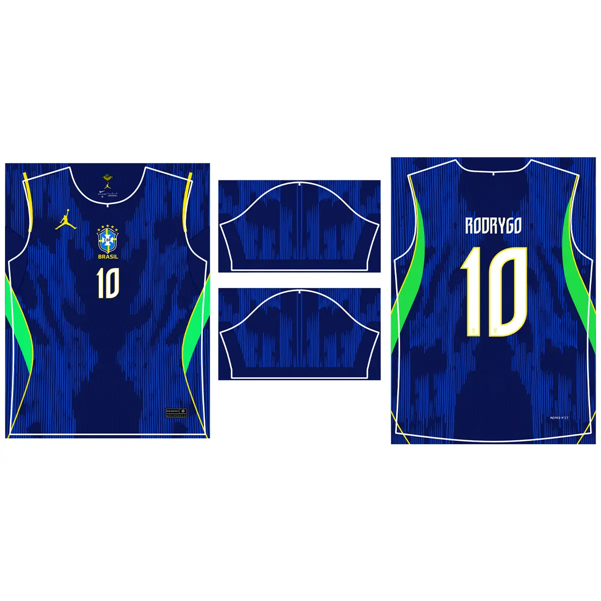 Arte Camisa Seleção Brasil Reserva Copa 2026-2027 Vetor Cdr 2 Arte digital para sublimação de camisa da Seleção Brasileira azul, número 10 Rodrygo.