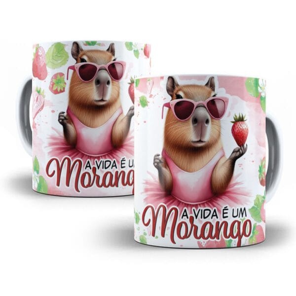 Arte Caneca A Vida é um Morango Atolado no Cool - Capivara