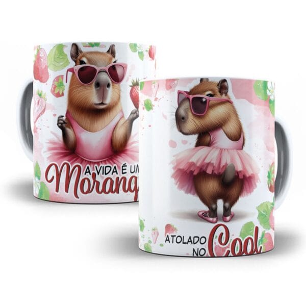 Arte Caneca A Vida é um Morango Atolado no Cool - Capivara
