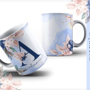 Arte Caneca Alfabeto Azul