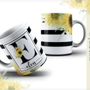 Arte Caneca Alfabeto Girassol 10 Arte Caneca Alfabeto Girassol