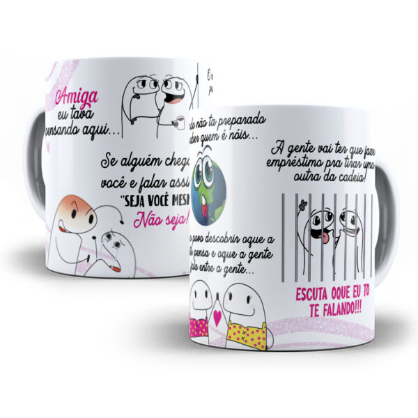 Arte Caneca Amigas Presas Flork Frase Engraçada Meme