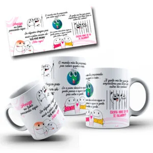 Arte Caneca Amigas Presas Flork Frase Engraçada Meme