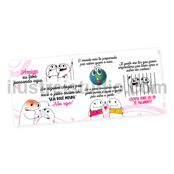 Arte Caneca Amigas Presas Flork Frase Engraçada Meme