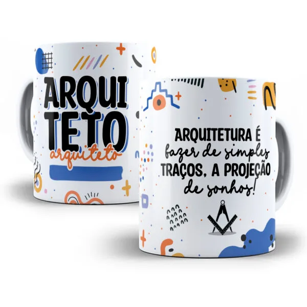 Arte Caneca Arquiteto(a) Arquitetura Profissões Coloridas