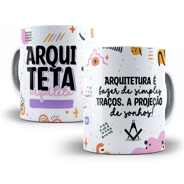 Arte Caneca Arquiteto(a) Arquitetura Profissões Coloridas