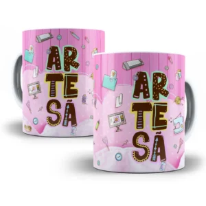 Arte Caneca Artesã com Tema Costura Criativa