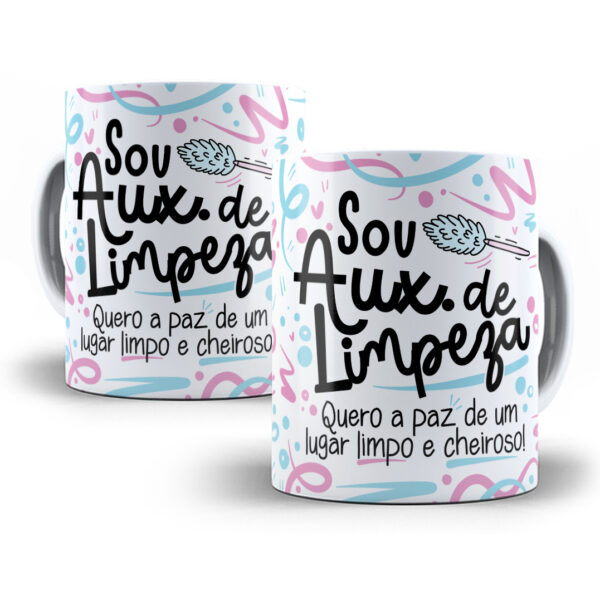 Arte Caneca Aux. de Limpeza Flork Profissões Sublimação Png