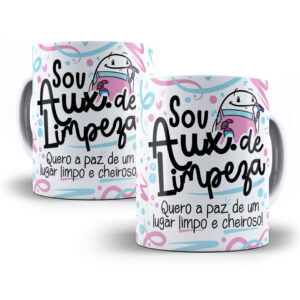 Arte Caneca Aux. de Limpeza Flork Profissões Sublimação Png