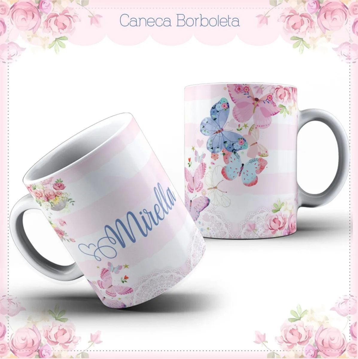 Arte Caneca Baby Borboletas 1 Arte Caneca Baby Borboletas