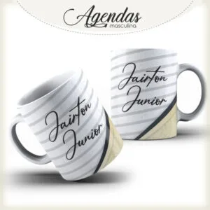 Arte Caneca Bege com Listras 20 Arte Caneca Bege com Listras