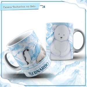 Arte Caneca Bichinhos no Gelo