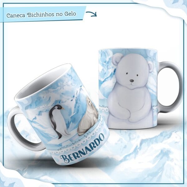 Arte Caneca Bichinhos no Gelo