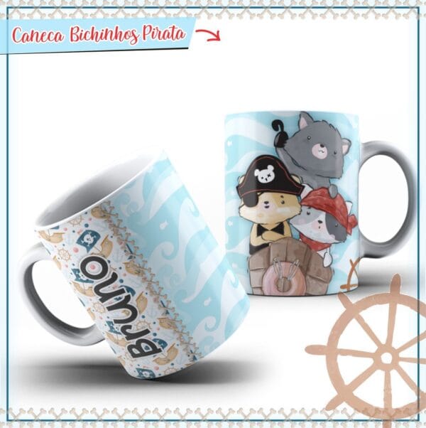 Arte Caneca Bichinhos Pirata