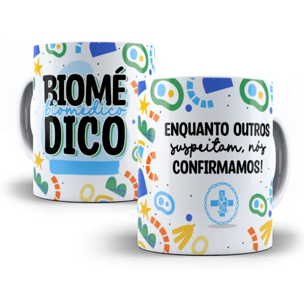 Arte Caneca Biomédico(a) Biomedicina Profissões Coloridas