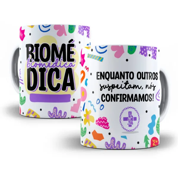 Arte Caneca Biomédico(a) Biomedicina Profissões Coloridas