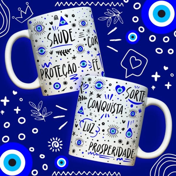 Arte Caneca Boas Energias Amor Sorte Saúde Proteção Fé Paz