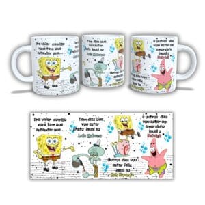Arte Caneca Bob Esponja pra Viver Comigo