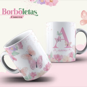 Arte Caneca Borboleta Alfabeto - Arquivo Digital 38 Arte Caneca Borboleta Alfabeto - Arquivo Digital