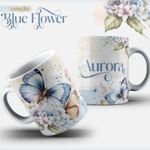 Arte Caneca Borboleta Azul