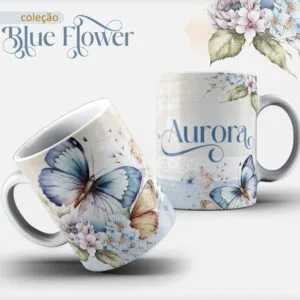 Arte Caneca Borboleta Azul 5 Arte Caneca Borboleta Azul