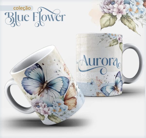 Arte Caneca Borboleta Azul