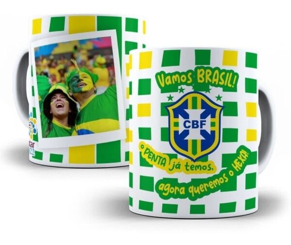 Arte Caneca Brasil 2022 Copa Do Mundo Qatar Editável