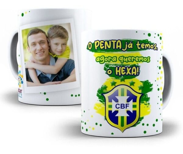 Arte Caneca Brasil 2022 Copa Do Mundo Qatar Editável