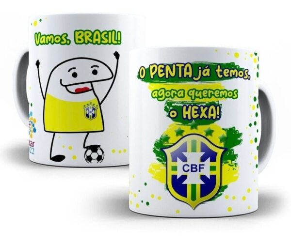 Arte Caneca Brasil 2022 Copa Do Mundo Qatar Editável