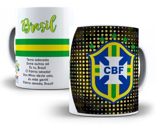 Arte Caneca Brasil 2022 Copa Do Mundo Qatar Editável