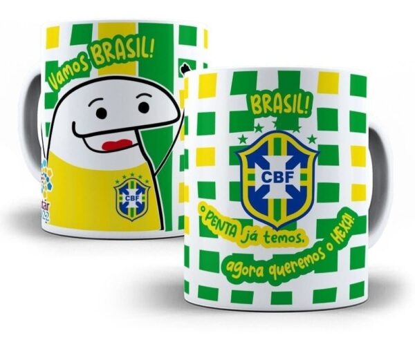 Arte Caneca Brasil 2022 Copa Do Mundo Qatar Editável